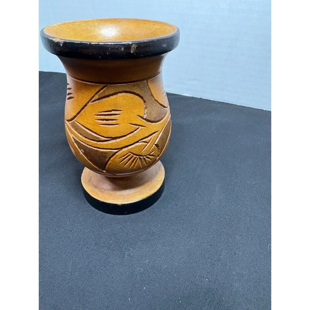 hand-carved wooden‎ vase
